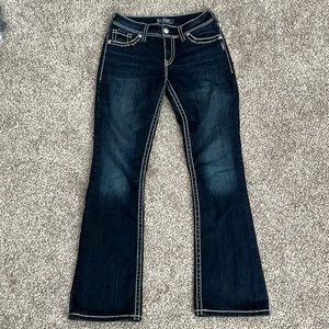 Silver Suki Flap Jeans Dark Distressed Wash 28x32